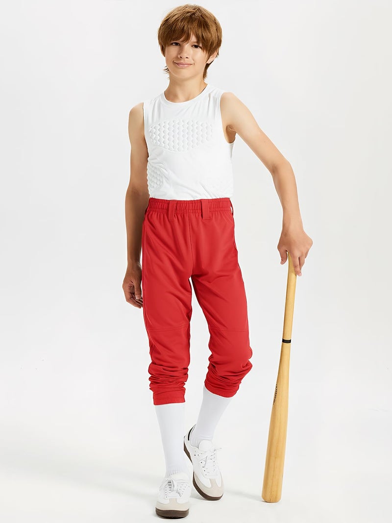 DEVOROPA 2T/3T/4T/5T to Big Kids Youth Boys Baseball Pants Girls Softball Pants Fast Pitch Tee Ball Practice Pants Pockets Red 2T - Image 4