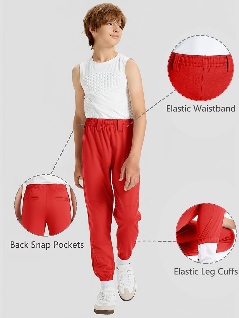 DEVOROPA 2T/3T/4T/5T to Big Kids Youth Boys Baseball Pants Girls Softball Pants Fast Pitch Tee Ball Practice Pants Pockets Red 2T - Image 5
