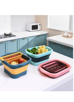 SYOSI Dish Basin with Drain Plug and Drainage Rack, Collapsible Multiuse Sink Tub Dishpan, 11L Portable Foldable Kitchen Storage Tray for Vegetable Washing Outdoor Camping RV (Green)  - Image 5
