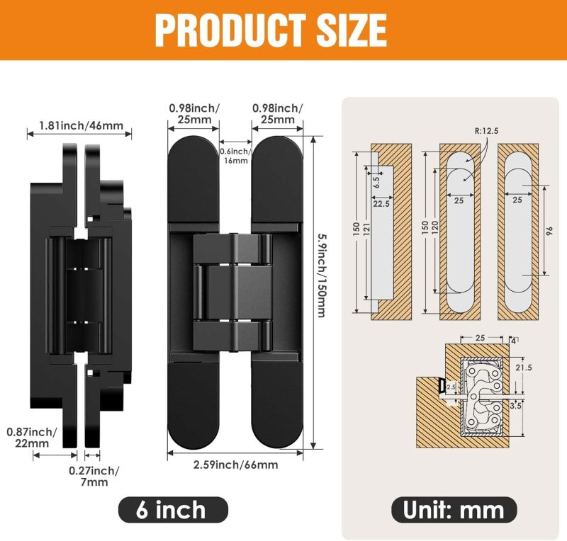 Hidden Door Hinge: Silver 180-Degree 3-Way Adjustable - Silent Durable Zinc Alloy Hinge for Invisible & Foldable Home Doors - Image 4