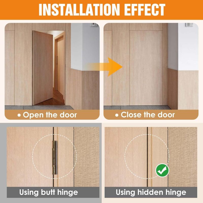 Hidden Door Hinge: Silver 180-Degree 3-Way Adjustable - Silent Durable Zinc Alloy Hinge for Invisible & Foldable Home Doors - Image 5