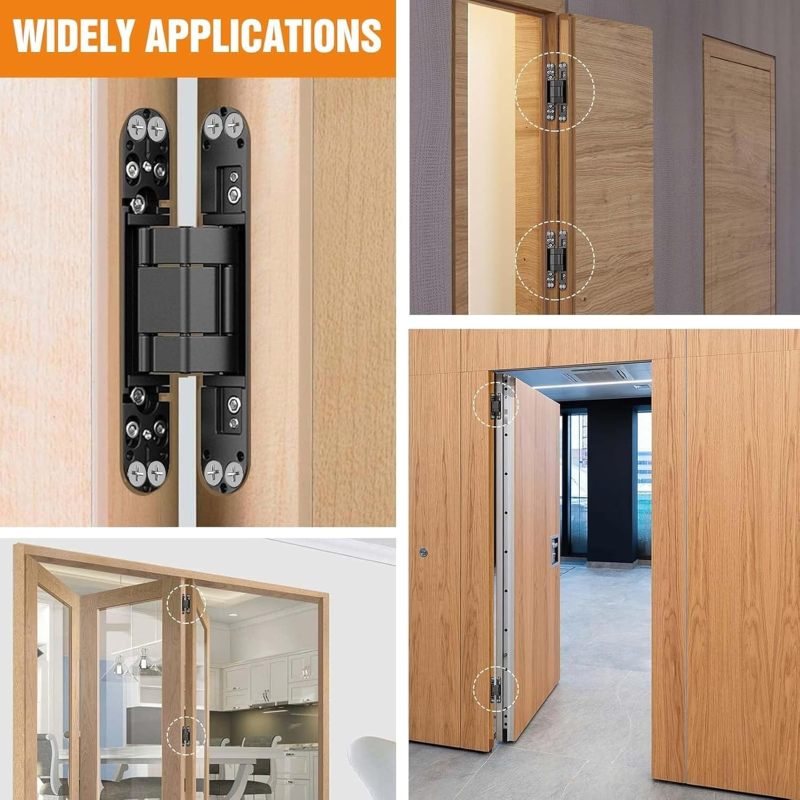 Hidden Door Hinge: Silver 180-Degree 3-Way Adjustable - Silent Durable Zinc Alloy Hinge for Invisible & Foldable Home Doors - Image 3