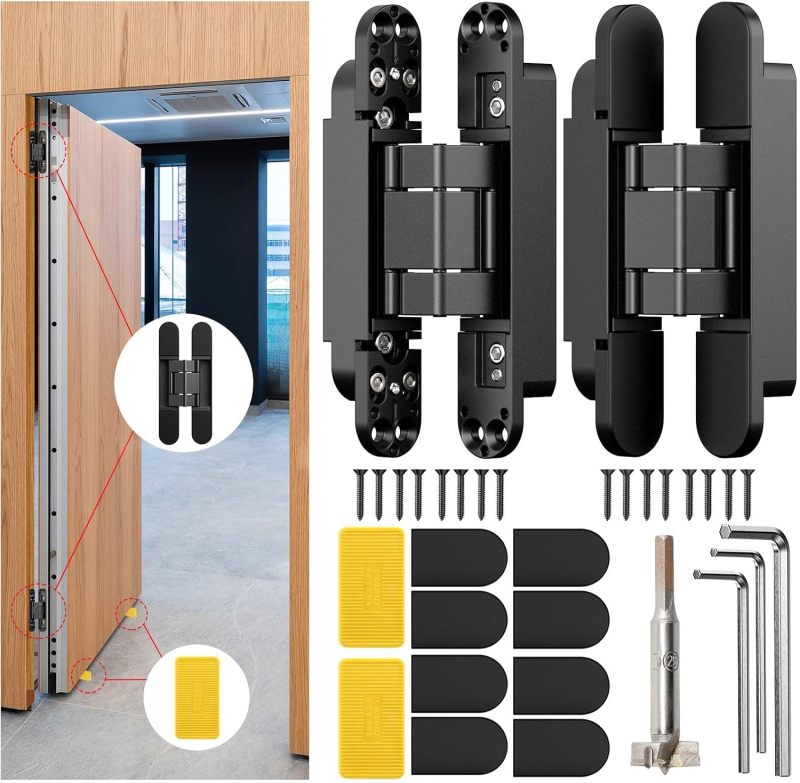 Hidden Door Hinge: Silver 180-Degree 3-Way Adjustable - Silent Durable Zinc Alloy Hinge for Invisible & Foldable Home Doors - Image 2