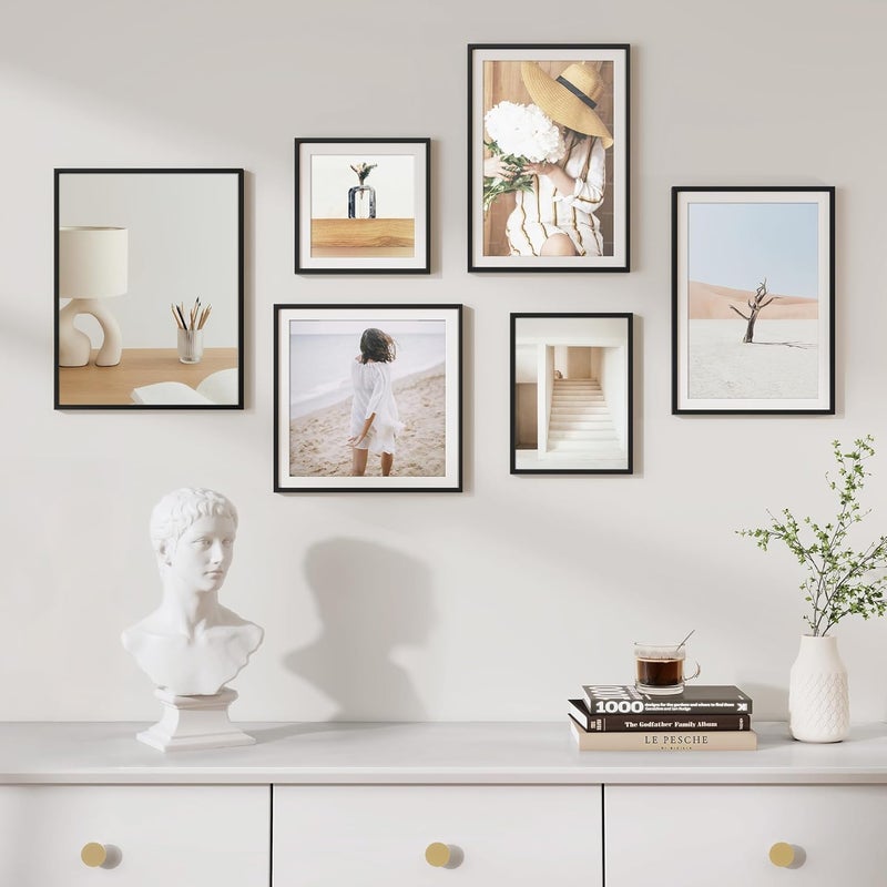 Fun Memories إطار صور معدني 8x12 من ذكريات ممتعة - إطارات صور ألومنيوم 8x12 مع حشوة 6x8، واجهة بلاكسجلاس عالية الوضوح، وملحقات تعليق - مثالي للعرض على الحائط أو الطاولة (أسود، عبوة واحدة) - Image 2
