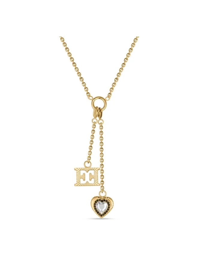 إسكادا Escada Catherine Necklace with Heart Motif & Crystal-Decked Signature – Elegant Drop Pendants