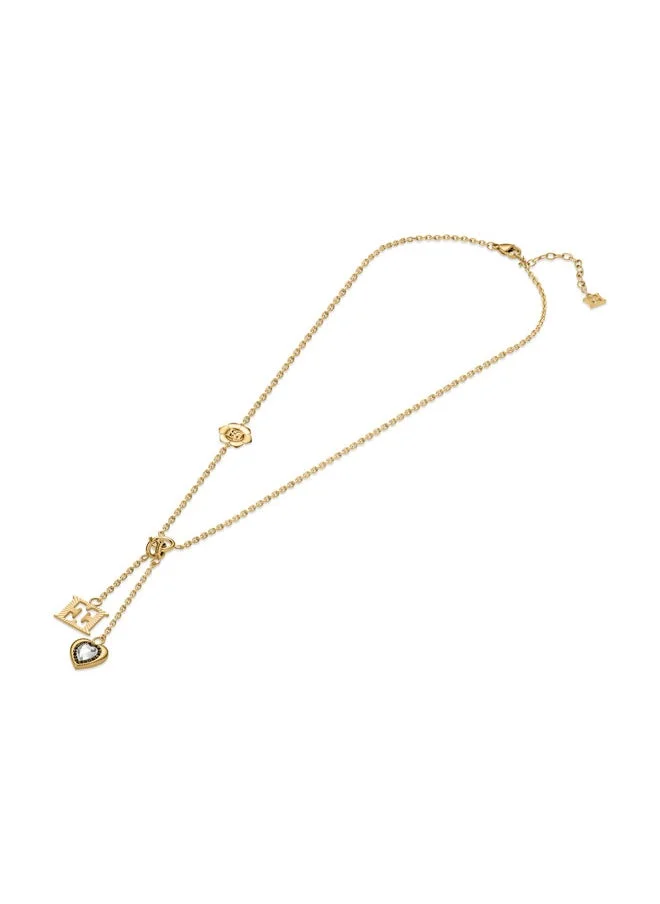 ESCADA Escada Catherine Necklace with Heart Motif & Crystal-Decked Signature – Elegant Drop Pendants