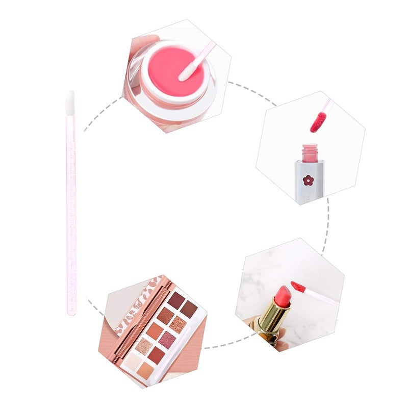 Elisel 100 Pcs Disposable Crystal Lip Brushes Make Up Lip Brushes Lipstick Lip Gloss Wands Eyeshadow Brushes Applicator Tool Makeup Beauty Tool Kits (Pink) - Image 5