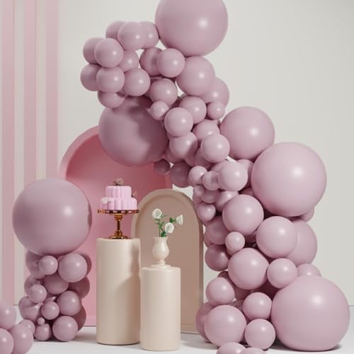 SCMDOTI Double Stuffed Blush Purple BalloonsDusty Purples Balloons Different Sizes 18 12 10 5 InchDouble Stuffed Balloon Arch for Boho Party Baby Shower Birthday Weddings Dusty Purple01 - Image 1