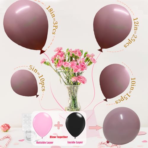 SCMDOTI Double Stuffed Blush Purple BalloonsDusty Purples Balloons Different Sizes 18 12 10 5 InchDouble Stuffed Balloon Arch for Boho Party Baby Shower Birthday Weddings Dusty Purple01 - Image 5