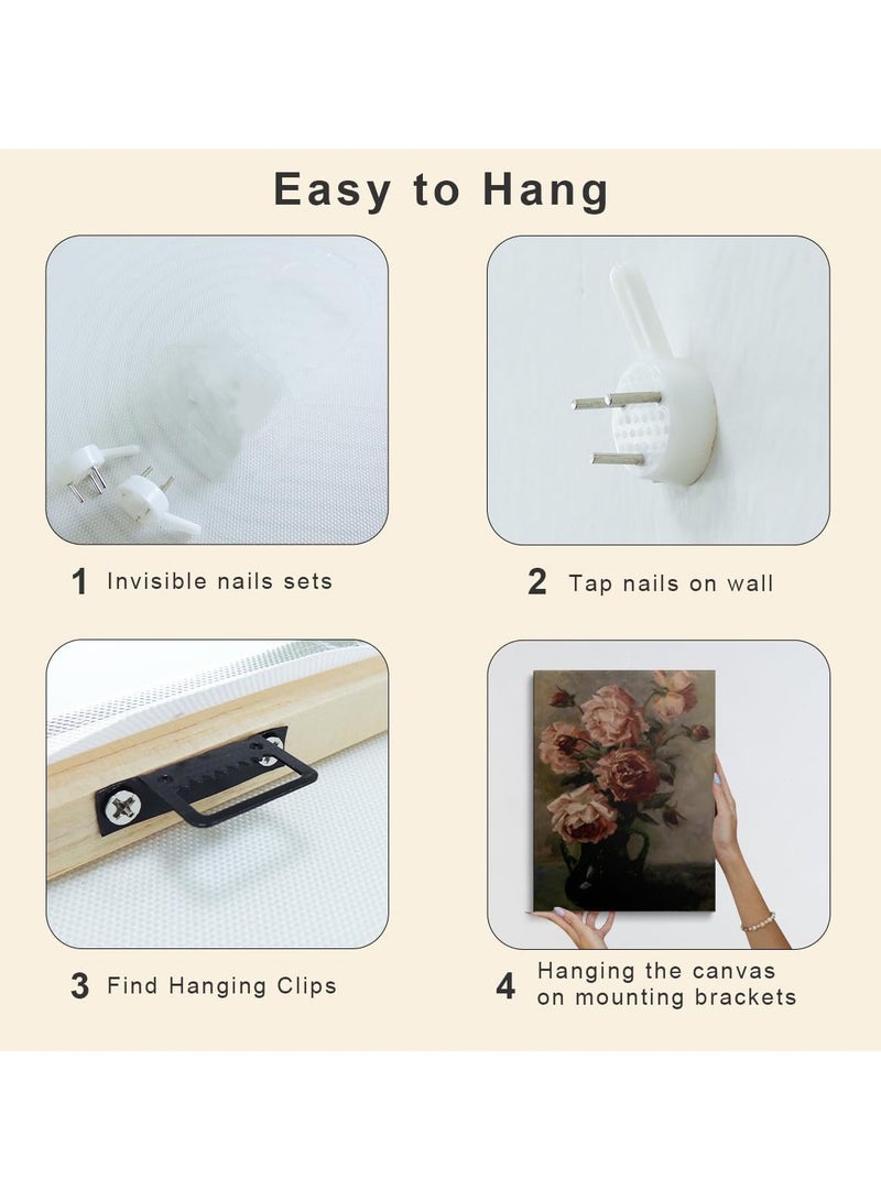 RATSAW Set Of 3 Framed Canvas Wall Arts Stretched Over Wooden Frame Paintings for Home Living Room Office Decor 30x40 cm Wooden Framed Gray White Gold Marble Canvas Wall Art Painting - Image 5