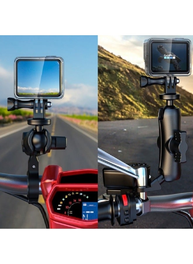 Loquat Sports Camera Mobile Phone Bracket Electric Car Motorcycle Bracket Accessories Rearview Mirror Fixed Base Adapter Size Ball-Color:H2 Rearview Mirror Base (aluminum Alloy) Diameter 22mm  - Image 4