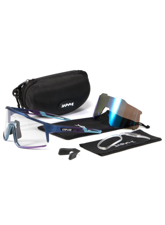 Outdoor Sports Sunglasses Mountain Bike Windproof Glasses Riding Photochromic Glasses Two Lenses