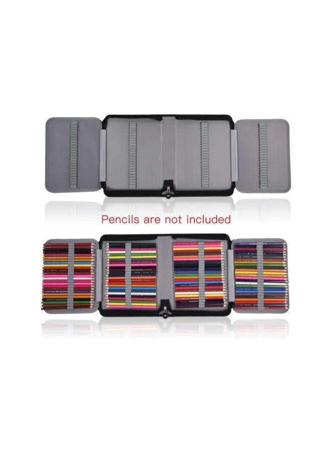 Loquat 150 Holes Large Capacity PU Leather Pencil Case Zipper Pen Bag with Elasticity Strap (6 Colors)(Coffe) - Image 1