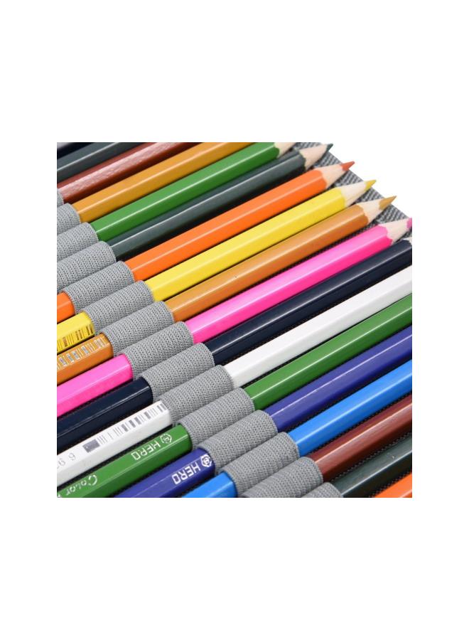 Loquat 150 Holes Large Capacity PU Leather Pencil Case Zipper Pen Bag with Elasticity Strap (6 Colors)(Coffe) - Image 2