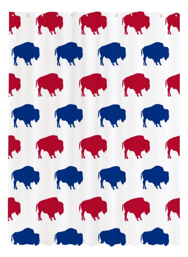 Funnytree 72"X72" Red Blue Buffalo Shower Curtain Animal Silhouette Pattern Bathroom Decor Waterproof Fabric Durable Easy Care Washable(Hooks Not Included) - Image 1