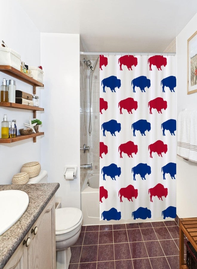 Funnytree 72"X72" Red Blue Buffalo Shower Curtain Animal Silhouette Pattern Bathroom Decor Waterproof Fabric Durable Easy Care Washable(Hooks Not Included) - Image 5