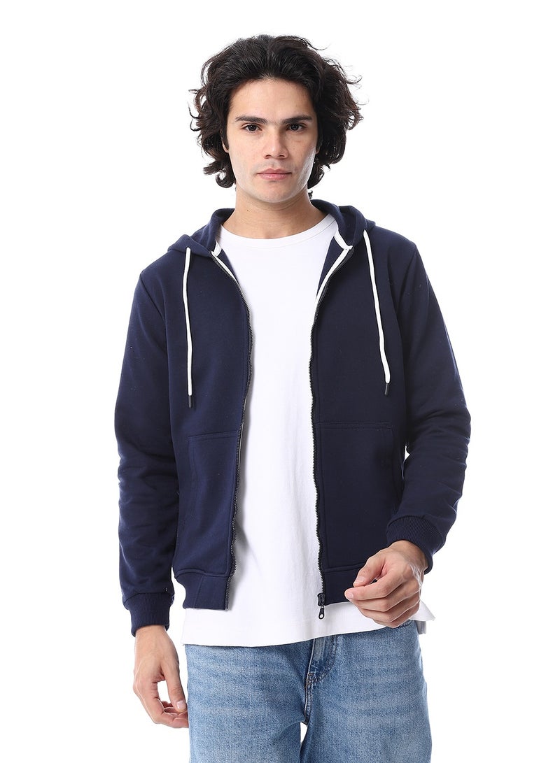 Andora Front Zipper Winter Zip Through Sweatshirt_ Navy Blue - Image 1
