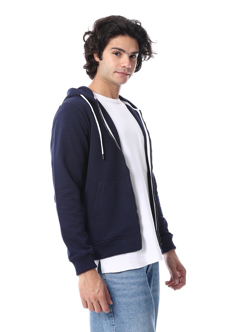 Andora Front Zipper Winter Zip Through Sweatshirt_ Navy Blue - Image 2