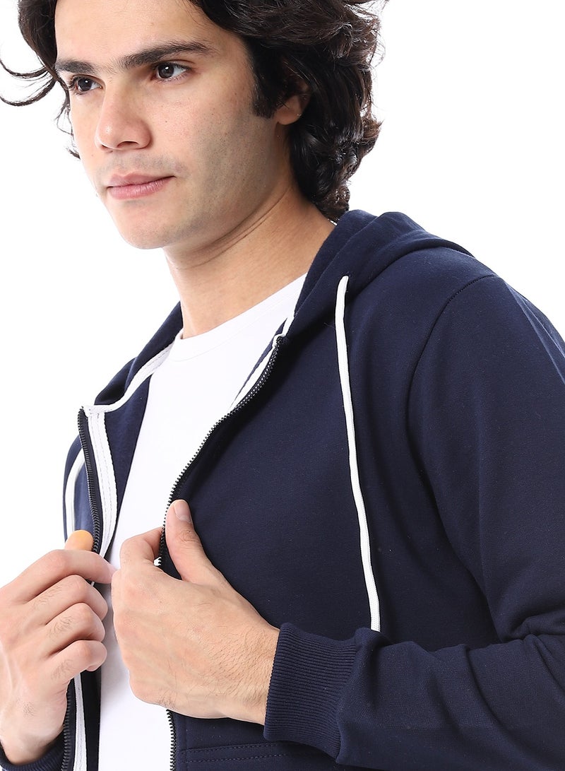 Andora Front Zipper Winter Zip Through Sweatshirt_ Navy Blue - Image 4
