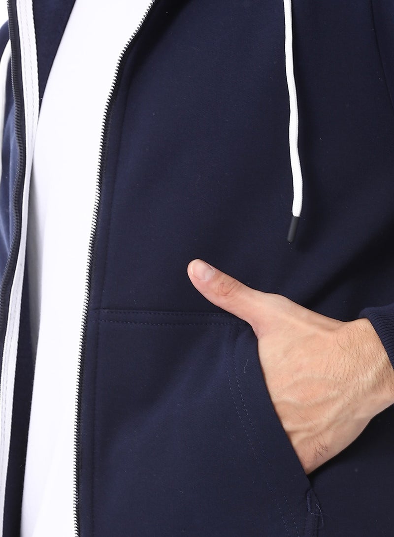 Andora Front Zipper Winter Zip Through Sweatshirt_ Navy Blue - Image 5