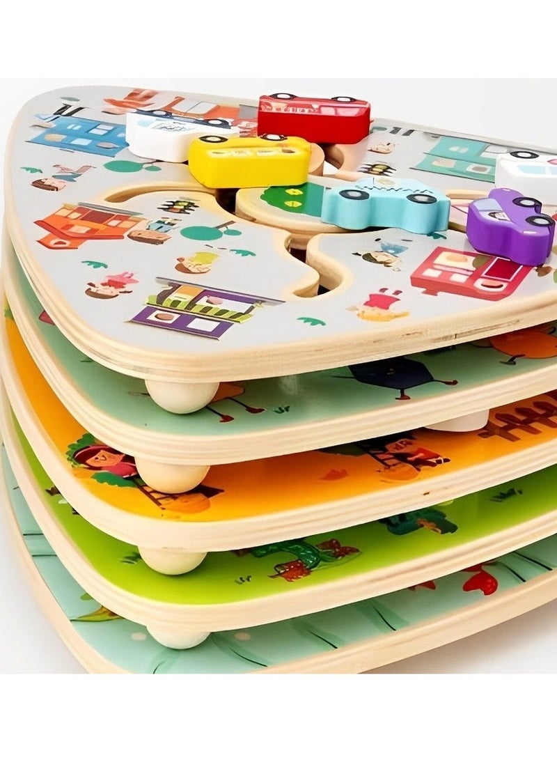 Pairing Maze & Assemble Cognitive Wooden Puzzles for Toddlers, Teacher Parents Early Learning Support Tools, Montessori Motor & Sensory Skill Development Shape Matching Toys (Shapes Track Pattern)  - Image 5