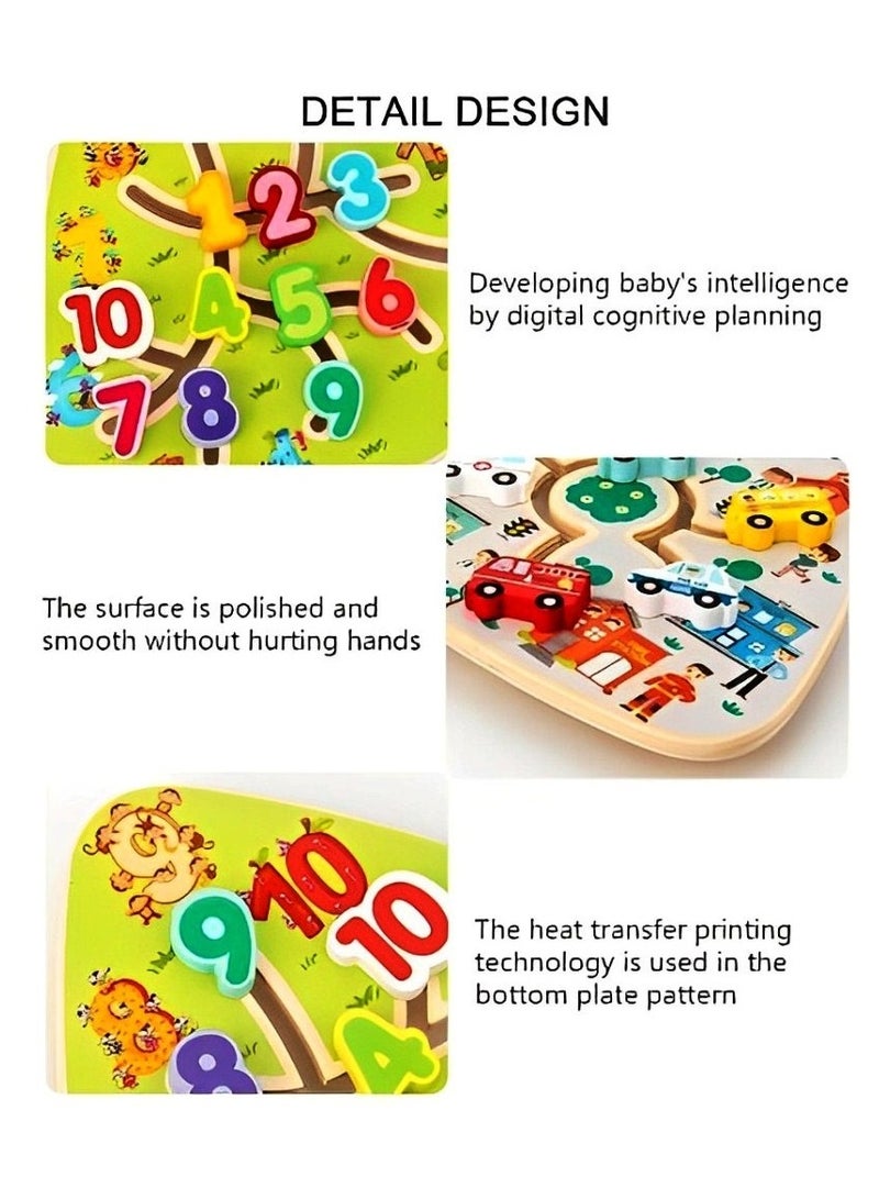 Pairing Maze & Assemble Cognitive Wooden Puzzles for Toddlers, Teacher Parents Early Learning Support Tools, Montessori Motor & Sensory Skill Development Shape Matching Toys (Shapes Track Pattern)  - Image 3