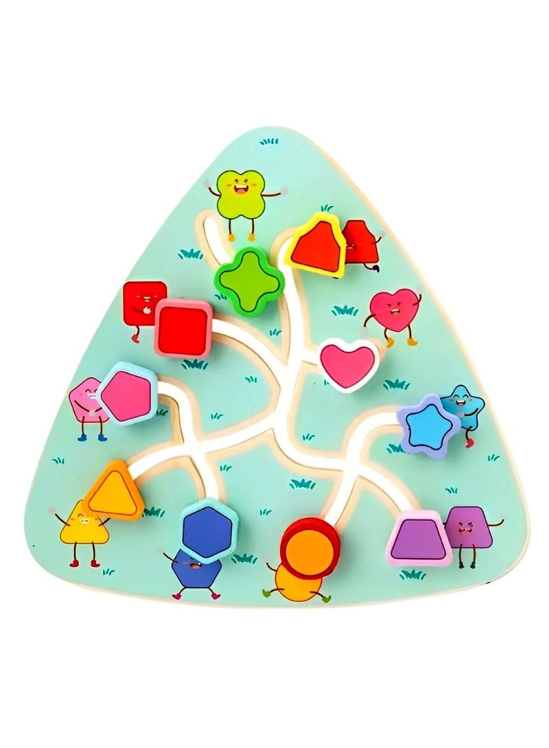 Pairing Maze & Assemble Cognitive Wooden Puzzles for Toddlers, Teacher Parents Early Learning Support Tools, Montessori Motor & Sensory Skill Development Shape Matching Toys (Shapes Track Pattern)  - Image 1
