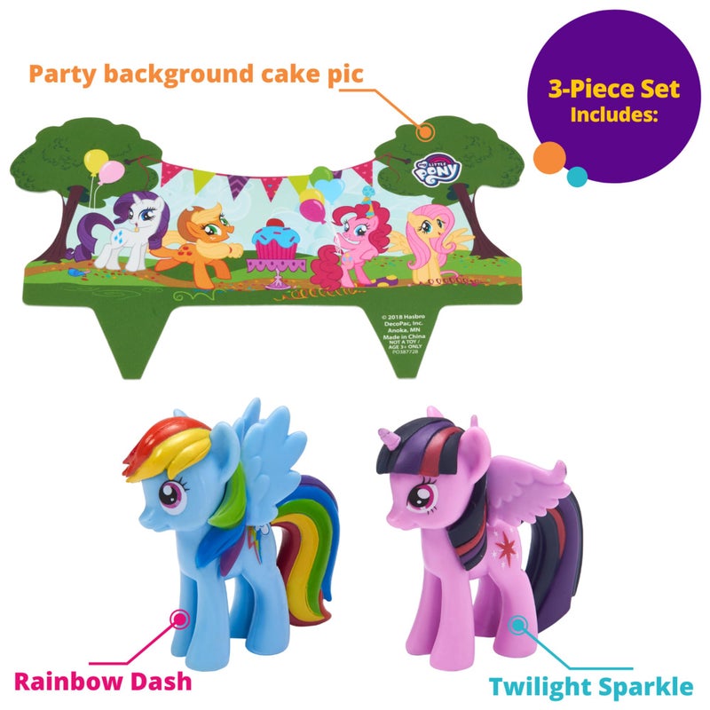 DecoPac My Little Pony Cake Topper, 3-Piece Cake Decorations with Rainbow Dash and Twilight Sparkle Ponies for Fun After the Birthday Party, 3" - Image 4