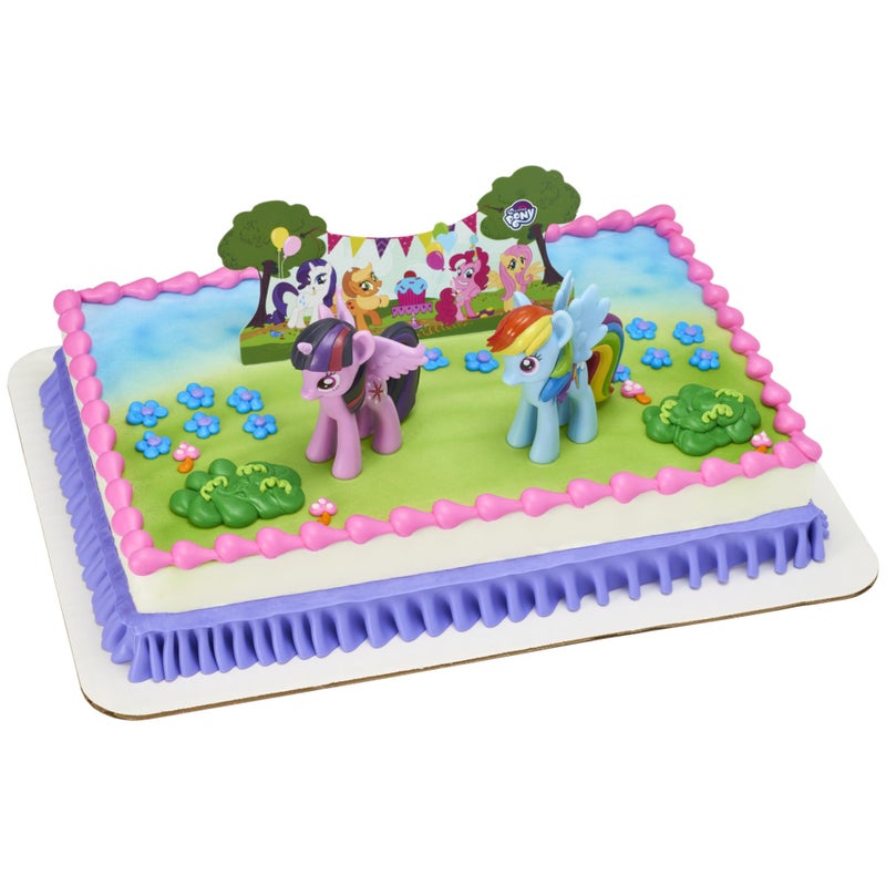 DecoPac My Little Pony Cake Topper, 3-Piece Cake Decorations with Rainbow Dash and Twilight Sparkle Ponies for Fun After the Birthday Party, 3" - Image 1