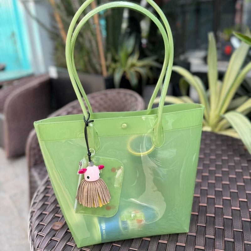 PU Jelly Color Mini Shopper Tote Bag with Crossbody Strap - Image 3