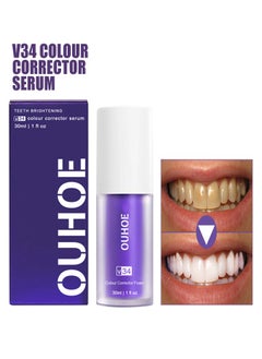 V34 Teeth Colour Corrector Serum 30ml, Formula With Purple Corrector, Cancel Out The Yellow Tones, Remove The Unpleasant Stains and Bring Out Your Teeth Natural Radiance, Make Your Smile Look Bright