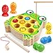 NAODONGLI Magnetic Wooden Fishing Game Toys for ToddlersWooden Frog Magnets Fishing Learning Color Sorting Puzzle Montessori Preschool Educational Fine Motor Skills for 3 4 5 Years Old Boys Girls - Image 2