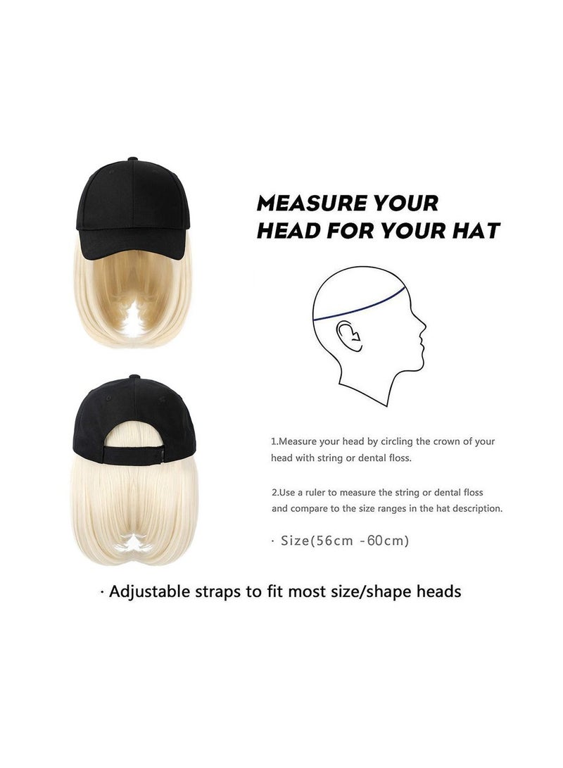 Synthetic Adjustable Black Hat Wigs Short Bob Straight Baseball Cap Wig Seamless Connection Hair Extensions for Women  - Image 4