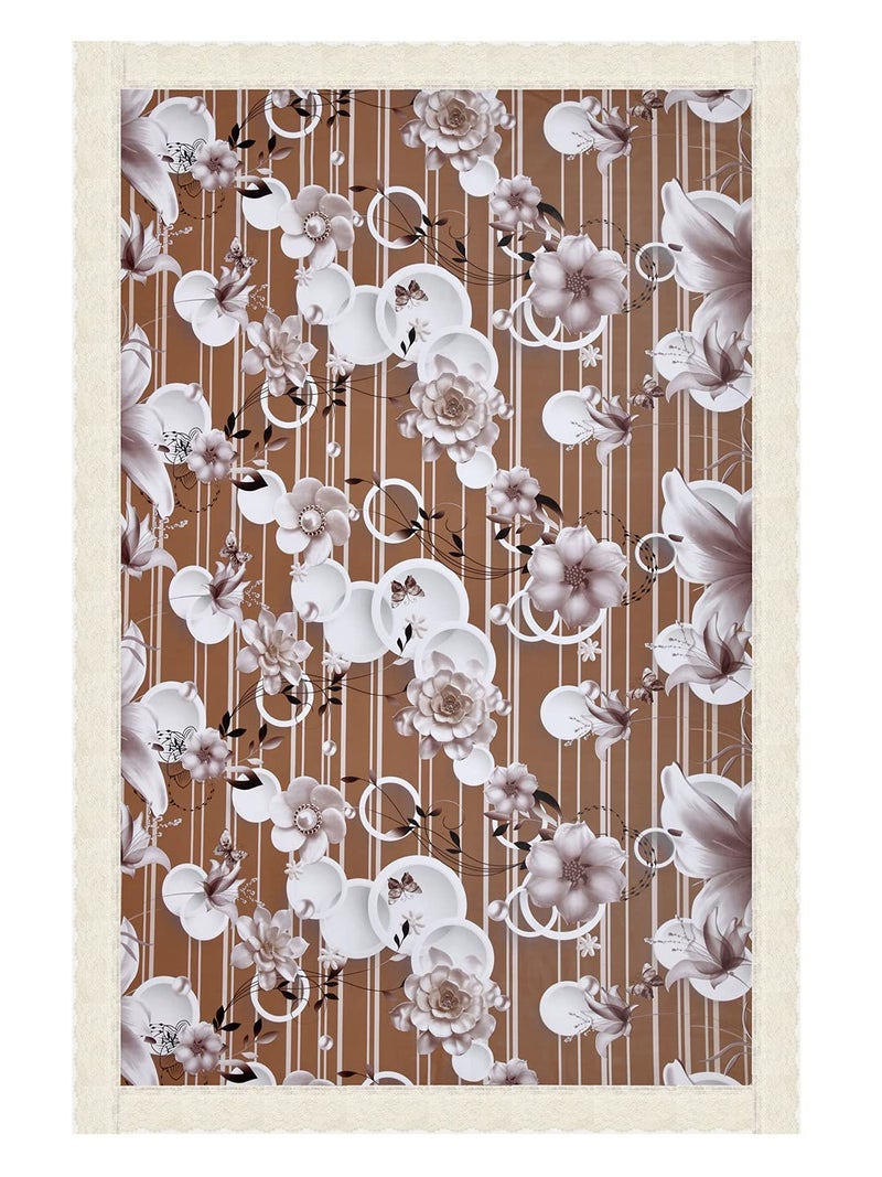 Clasiko 6 Seater Dining Table Cover; 60x90 Inches ;PVC; Anti Slip; White Flowers On Brown Base(Plastic, Rectangular, Pack of 1) - Image 4