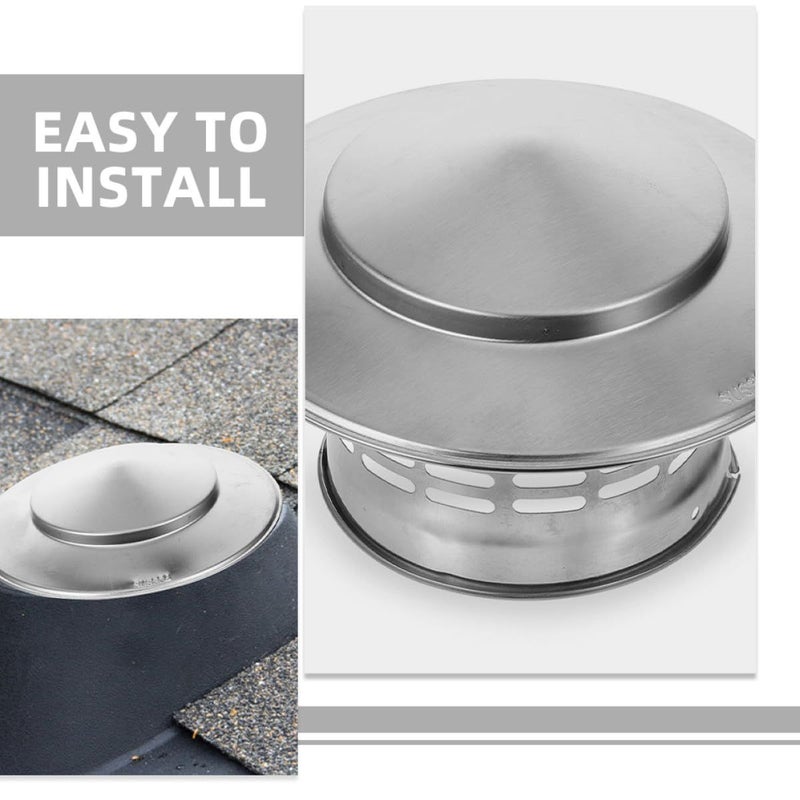 2 Pieces Stainless Steel Outdoor Chimney Cap Rain Cover Windproof Protector With Rain Roof For Home Stove Flue Vent - Image 4