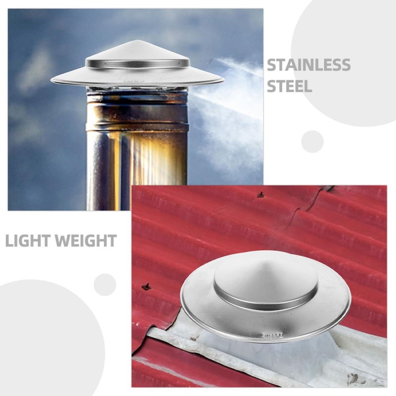 2 Pieces Stainless Steel Outdoor Chimney Cap Rain Cover Windproof Protector With Rain Roof For Home Stove Flue Vent - Image 5