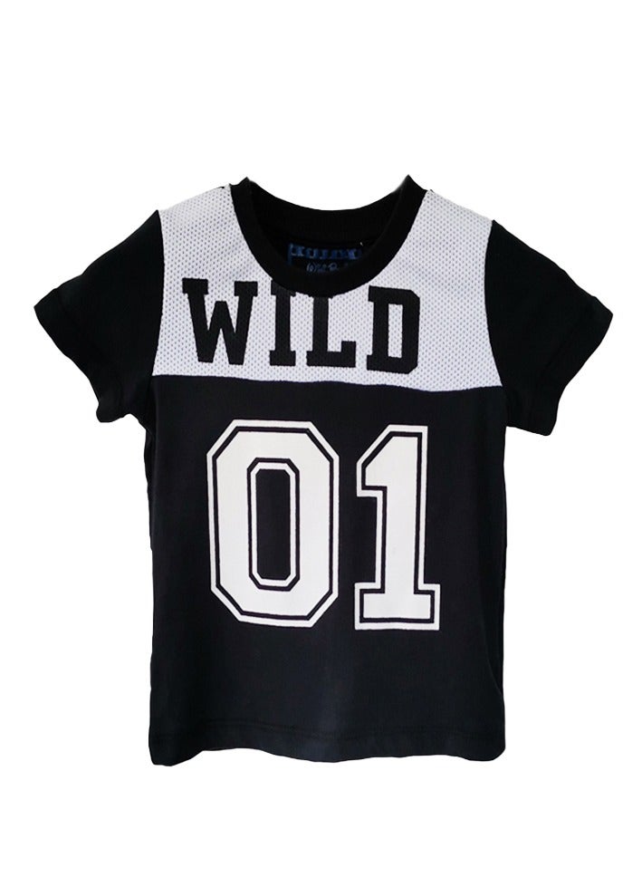 WiNi BEE Baby Boy Short Sleeve t-shirts Sport Bebe Top Baby Printed Football Tee Kids Clothes Cotton Black White Baby Clothes 0-24Months - Image 1