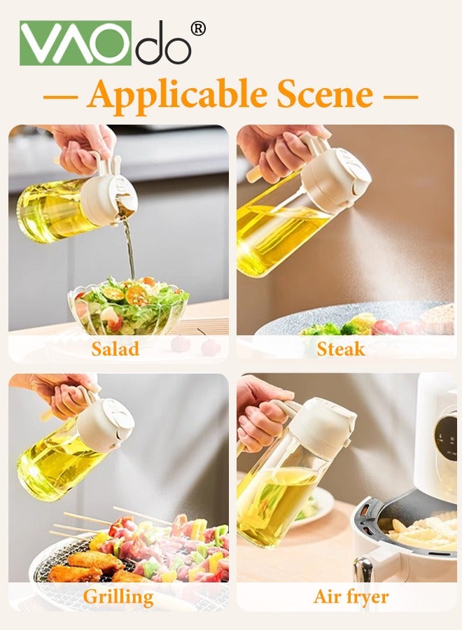 فاو دو زجاجة موزع زيت 2 في 1 للمطبخ موزع زيت الزيتون وبخاخ الزيت زجاجة زيت الزيتون وبخاخ الزيت للطهي والمطبخ والسلطة والشواء أبيض 470 مل - Image 4