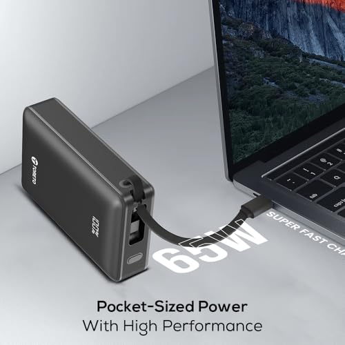Toreto Power Storm 20000mAh 65W Laptop Fast Charging Power Bank | Multi-Protocol PD Output | Smartphone Compatible | Built-in Type-C Cable | LED Display | BIS Certified | Made in India (Black) - Image 5