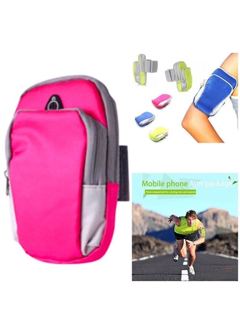 ARTC Sport Armband Outdoor Portable Running Pack Multifunction Arm Bag Pouch Case Wrist Wallet Running Cycling Smartphone Arm Sleeve Pocket Wave Point Pink  - Image 1