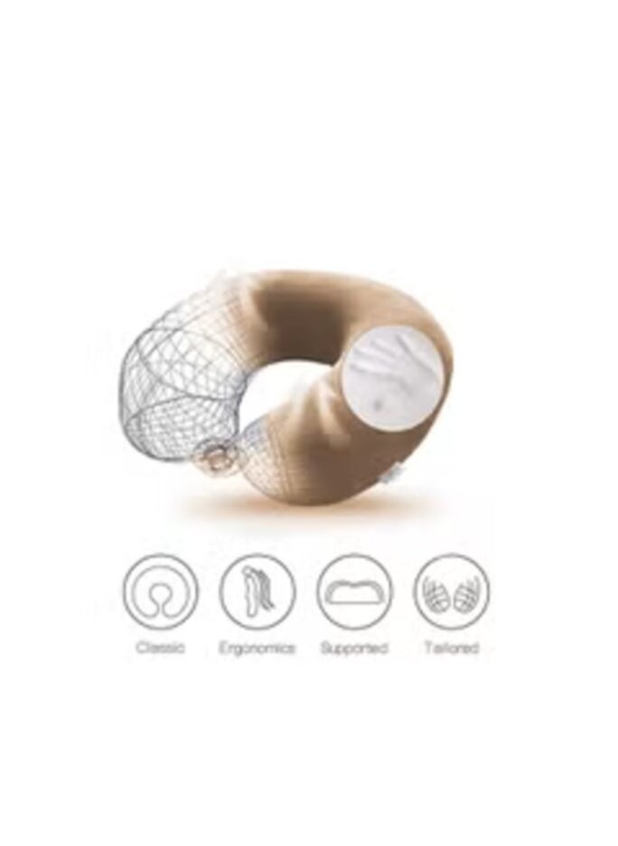 House One - Velvet Neck and Travel Pillow 30x25x10 cm - Beige - Image 1