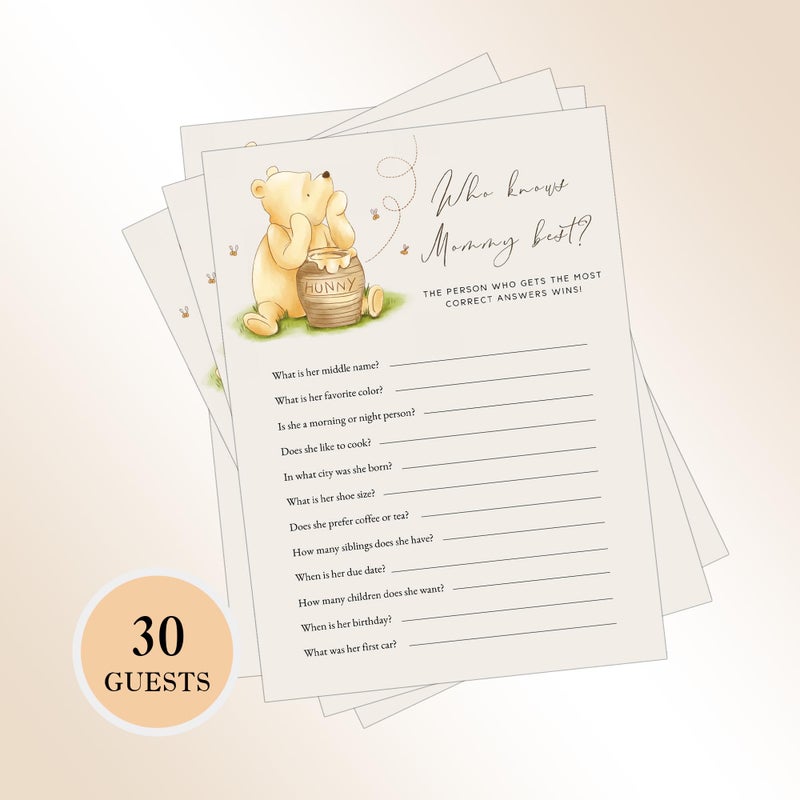 Misaidou Winnie Baby Shower Games: Who Knows Mommy Best, Set of 30 Cards - Image 3