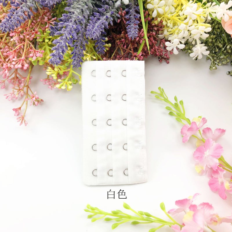 Generic Underwear extension buckle three rows of five buttons/5 rows of 9.5cm bra extension back buckle buckle many colors without packaging White 