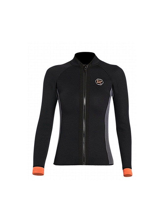 Generic Women 3mm Neoprene Long Sleeve Wetsuit Top Warm Front Zipper Wetsuits Shirts for Surfing Swimming Snorkeling Kayaking  - Image 1
