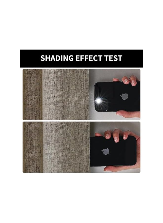 The Bros ستائر كتان طبيعية، طول 213 سم، مجموعة من لوحين، برغ، 100% حجب للضوء، ستائر طويلة لغرفة النوم، غرفة المعيشة، معزولة حرارياً، مع حافة خلفية، جيب قضيب (52x96 بوصة-2 لوحين) - Image 5