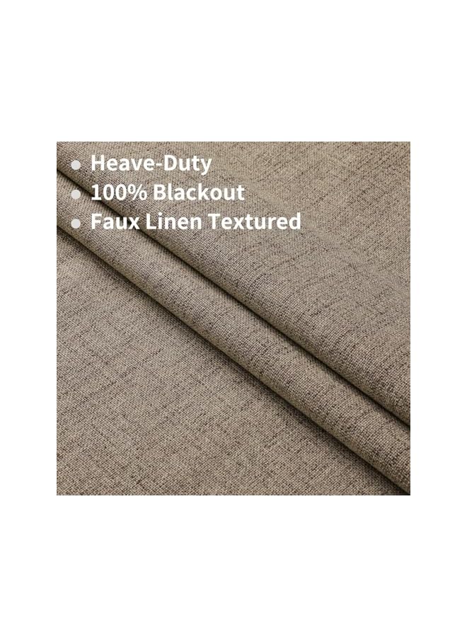 The Bros ستائر كتان طبيعية، طول 213 سم، مجموعة من لوحين، برغ، 100% حجب للضوء، ستائر طويلة لغرفة النوم، غرفة المعيشة، معزولة حرارياً، مع حافة خلفية، جيب قضيب (52x96 بوصة-2 لوحين) - Image 2
