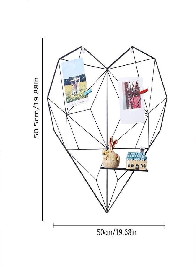 PIKIFY Metal Heart-Shaped Photo Grid Frame for Wall [19 * 19INCH] Clip Holder Frame (Black) - Image 4