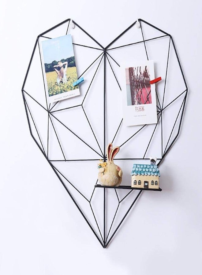 PIKIFY Metal Heart-Shaped Photo Grid Frame for Wall [19 * 19INCH] Clip Holder Frame (Black) - Image 2