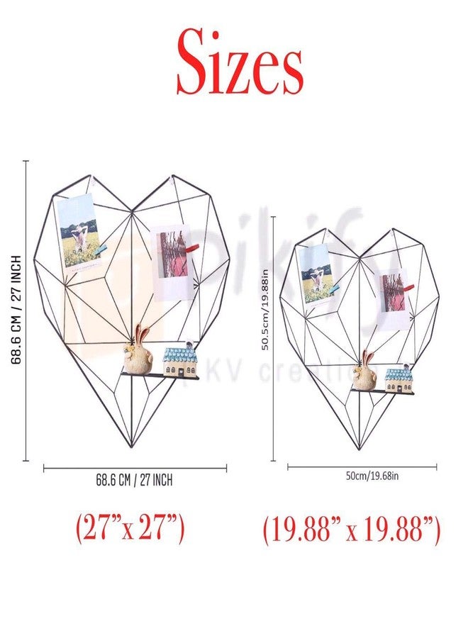 PIKIFY Metal Heart-Shaped Photo Grid Frame for Wall [19 * 19INCH] Clip Holder Frame (Black) - Image 5