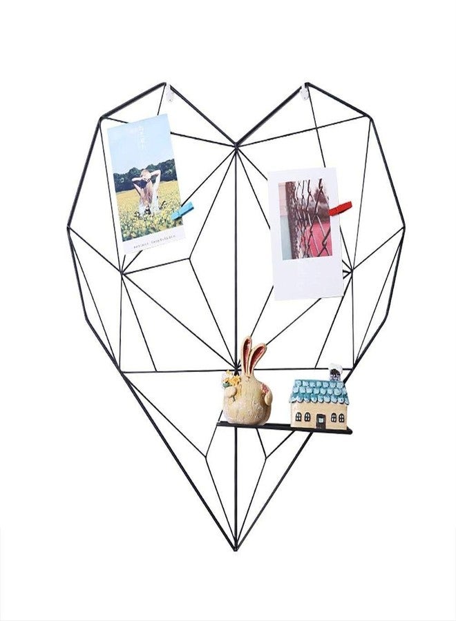 PIKIFY Metal Heart-Shaped Photo Grid Frame for Wall [19 * 19INCH] Clip Holder Frame (Black) - Image 1